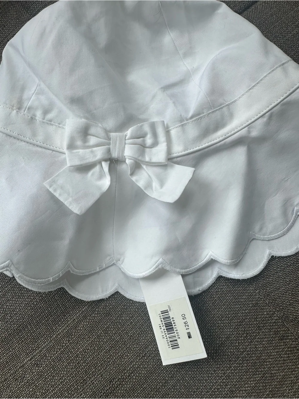 Janie and Jack White Scalloped Brim Bow Sun Hat